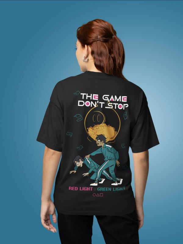 456 Black Squid Game Printed Oversized T-shirt