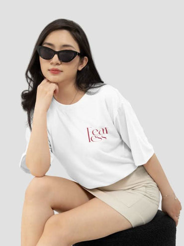 Stay Fearless Cotton Oversized Typography Tee