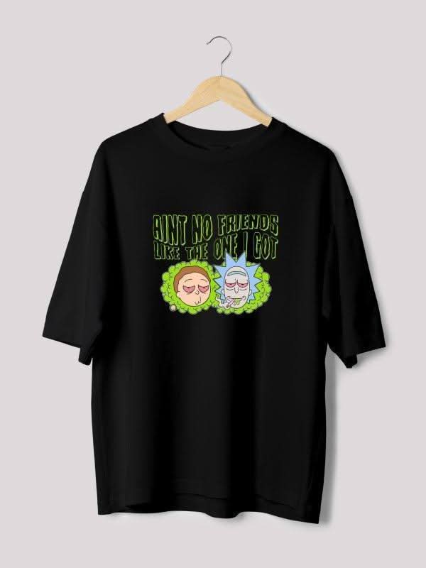 Comfy cloud black oversize T- shirt with green print
