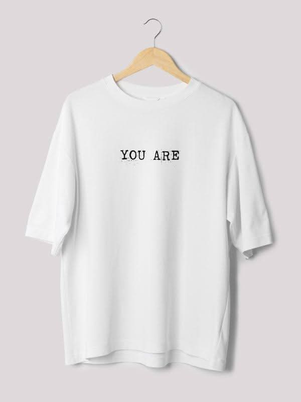 Buddy Bash white oversized T- shirts with printed text, Unisex