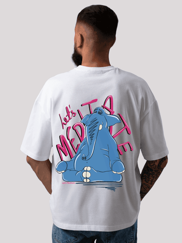 Let's Meditate elephant oversized t-shirt