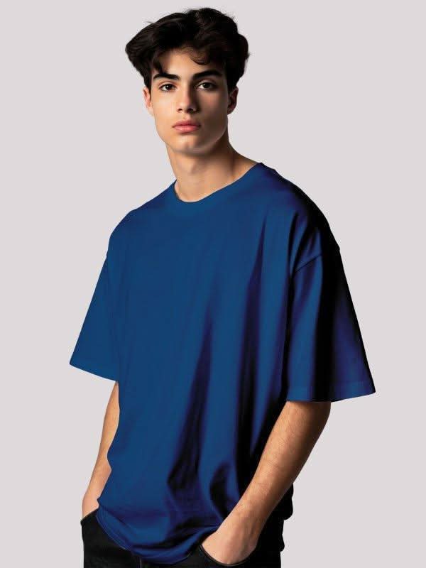Plain Navy Blue Unisex Oversized T-shirt