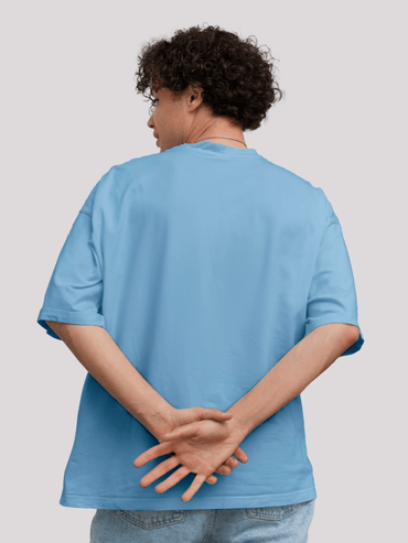 Calm Blue Beach Club Printed Oversized Summer Graphic Tee