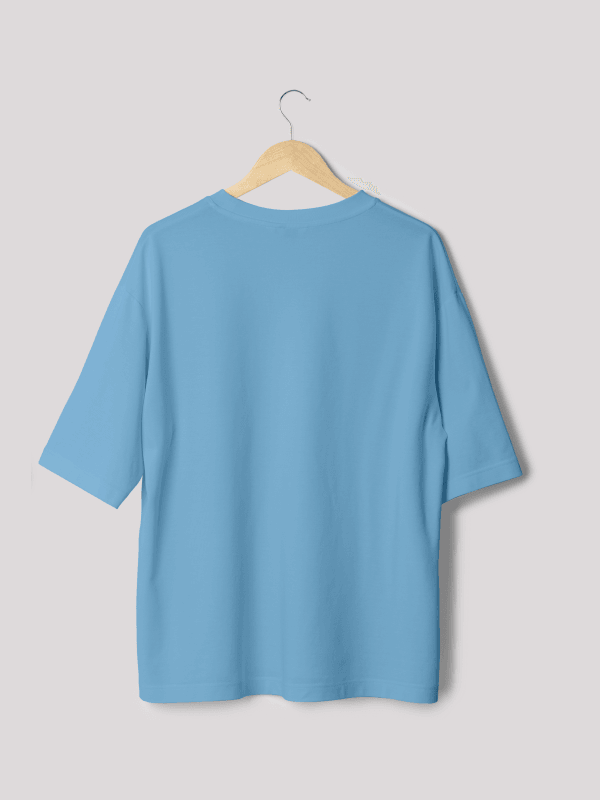 Calm Blue Beach Club Printed Oversized Summer Graphic Tee