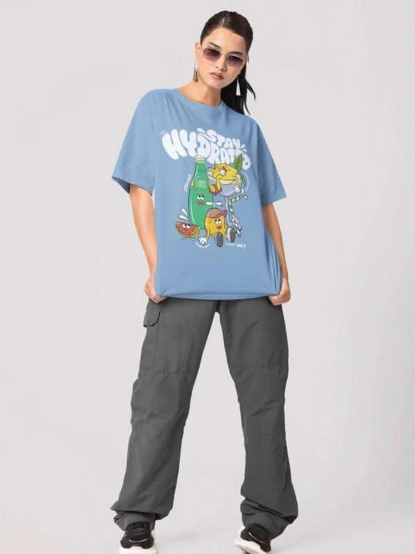 Stay Hydrated & Sane Oversized Summer Graphic Tee