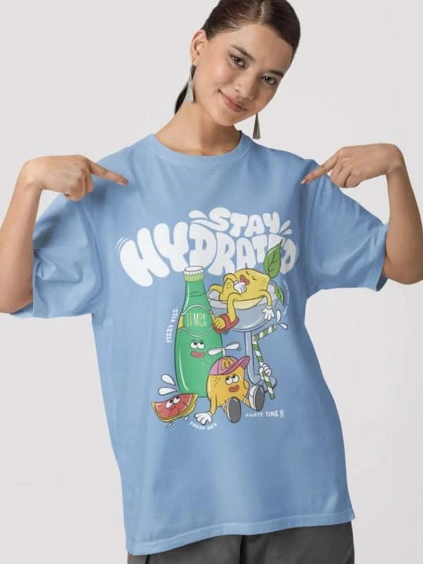 Stay Hydrated & Sane Oversized Summer Graphic Tee