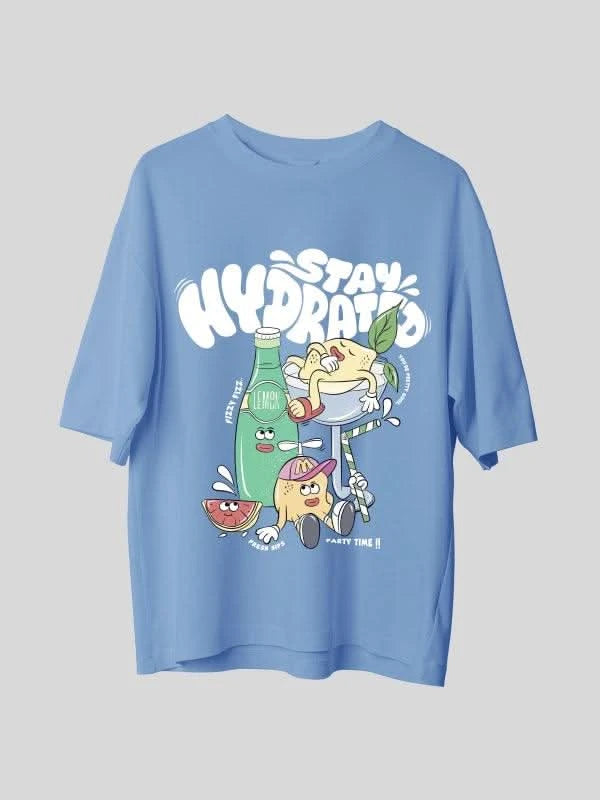 Stay Hydrated & Sane Oversized Summer Graphic Tee
