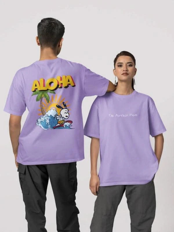 Lavender Aloha - Tropical Beach Oversized Graphic Tee