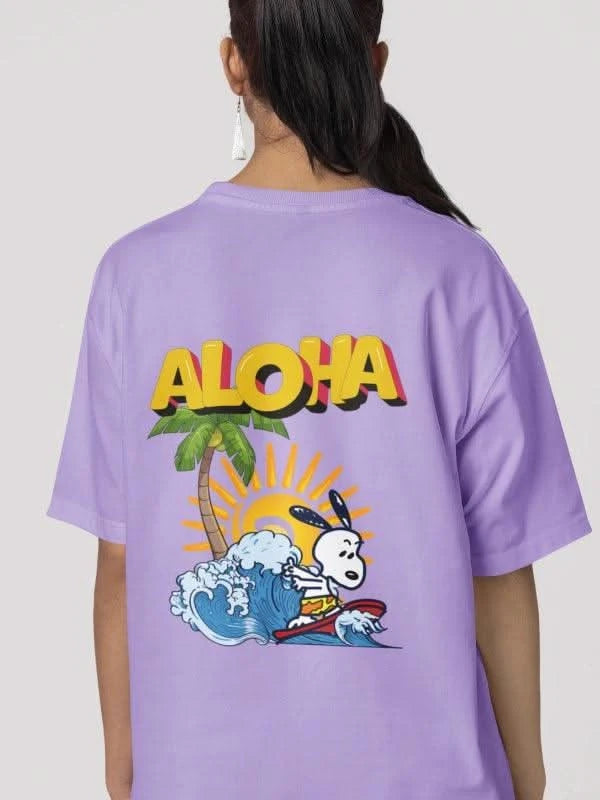 Lavender Aloha - Tropical Beach Oversized Graphic Tee
