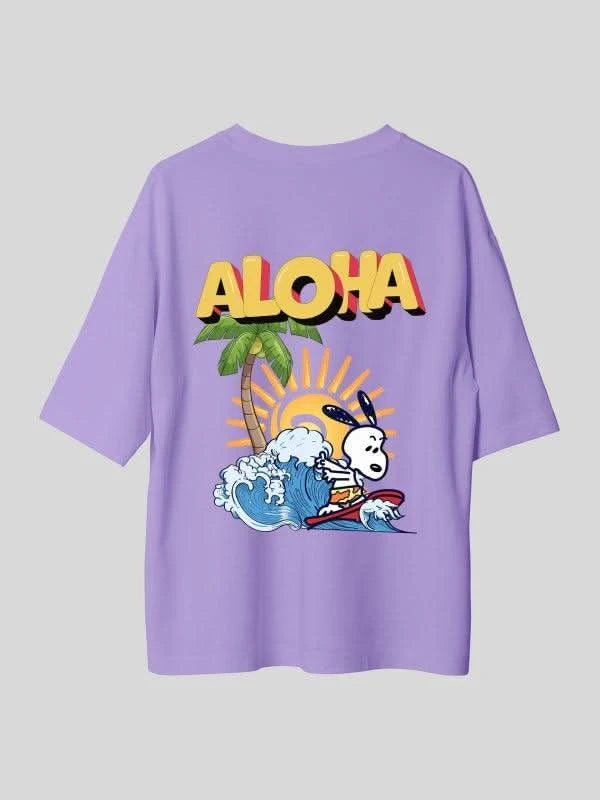 Lavender Aloha - Tropical Beach Oversized Graphic Tee