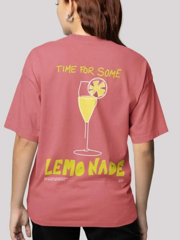 Chilled Red Lemonade Oversized Printed Summer T-shirt