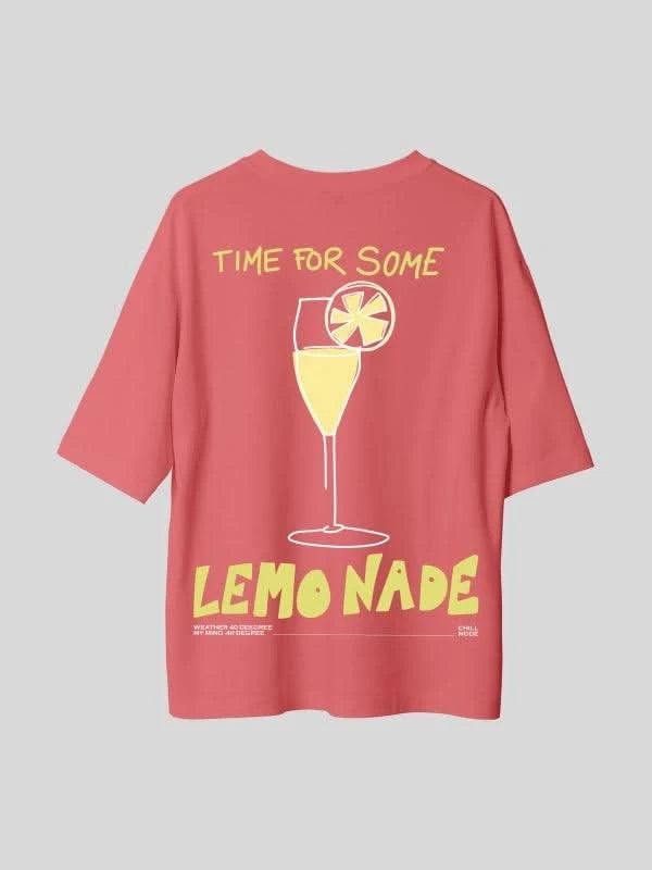 Chilled Red Lemonade Oversized Printed Summer T-shirt
