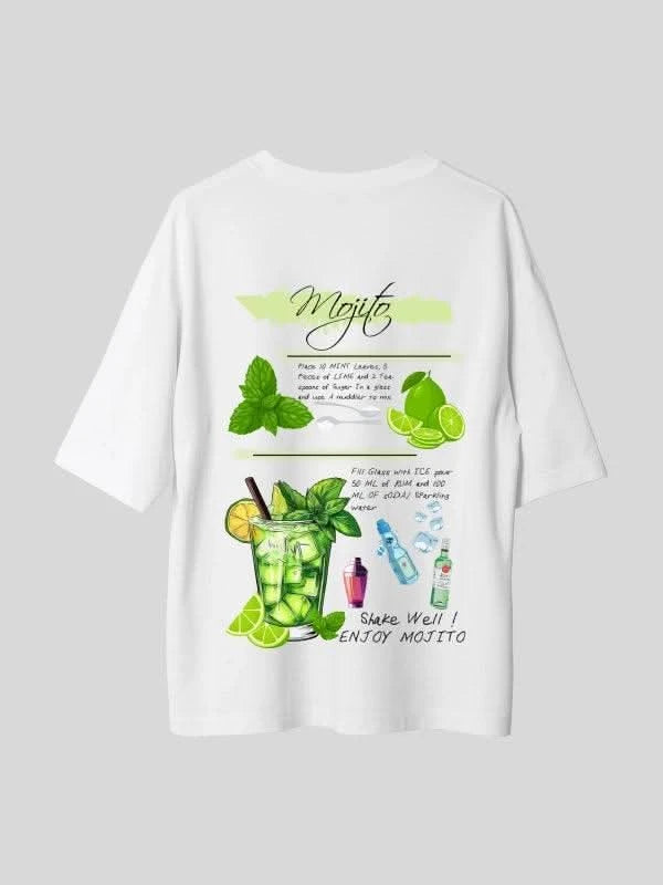 White Mojito is Magic Oversized Printed Summer T-shirt