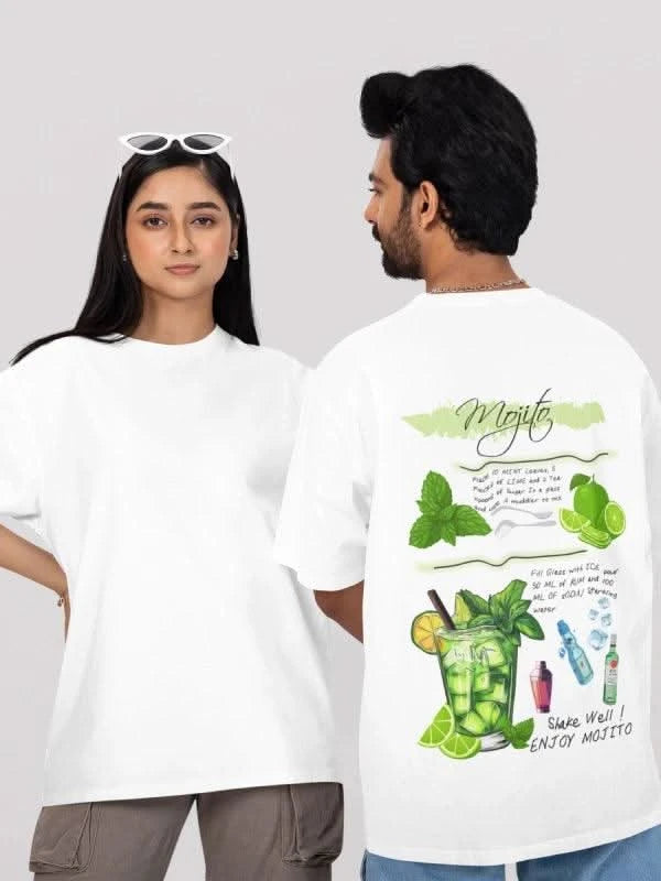 White Mojito is Magic Oversized Printed Summer T-shirt