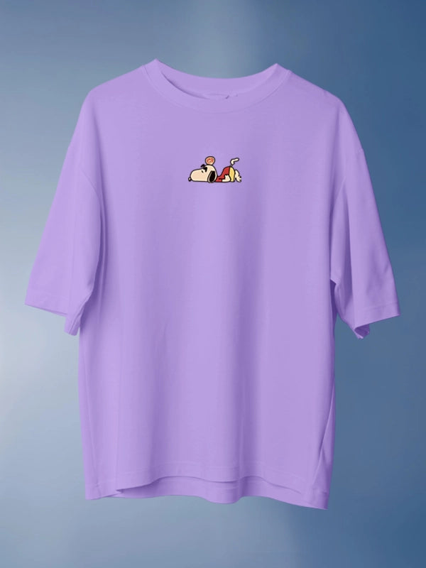 Funtastic Snoopy and Shinchan Crossover Oversized Lavender T-shirt