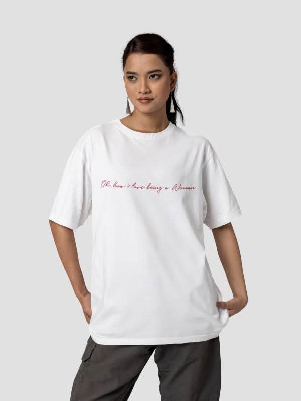 Love Being a Woman Graphic Oversized Typography T-shirt