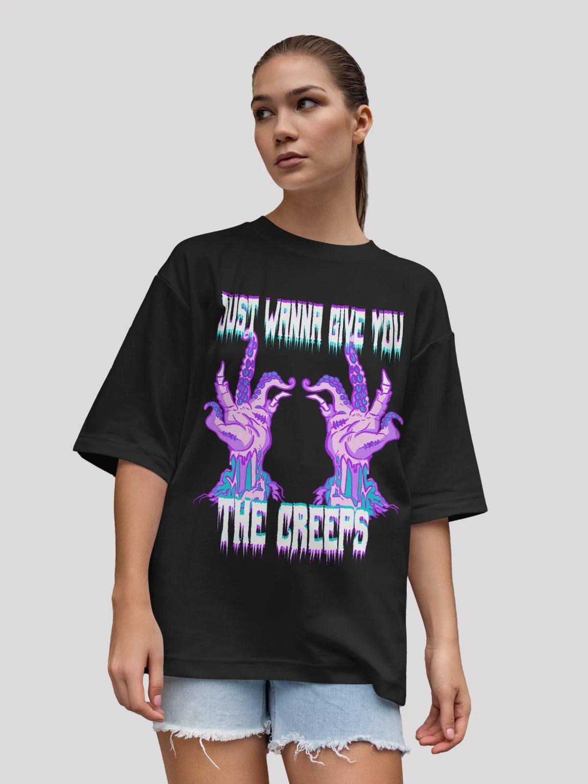Unisex black Creepy Vibes oversized t-shirt