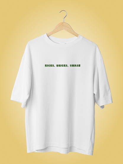 Incredible Strength: Hulk x Ninja Turtles Oversized White T-shirt