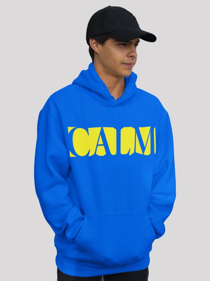 Calm - Typography Blue Oversized Heavyweight Cotton Hoodie