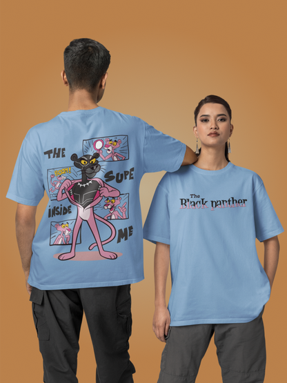 The Black Pink Panther Oversized Blue Graphic Tee