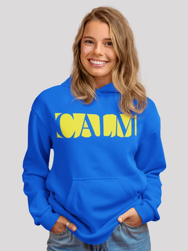 Calm - Typography Blue Oversized Heavyweight Cotton Hoodie