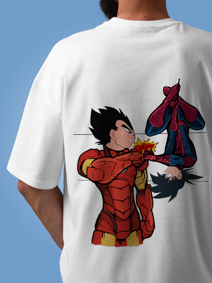 Supreme Dragon ball Z x Spiderman Crossover Oversized White T-shirt