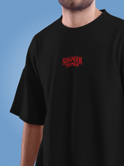 GTA x Stranger Things Black Oversized Graphic Tee