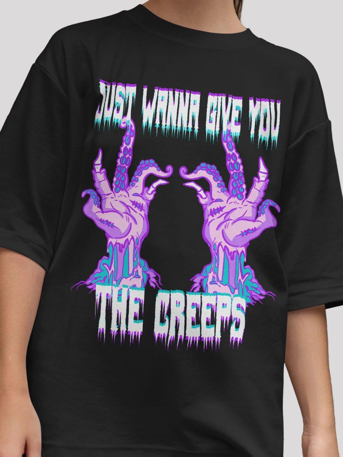 Unisex black Creepy Vibes oversized t-shirt