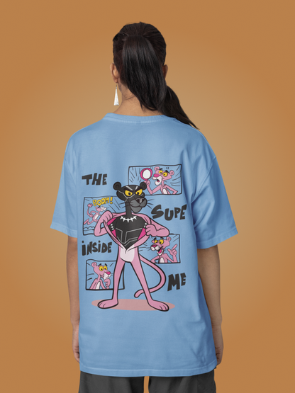 The Black Pink Panther Oversized Blue Graphic Tee