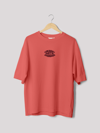 Cool Red Happy Summer Beach Typography Oversized Graphic Tee