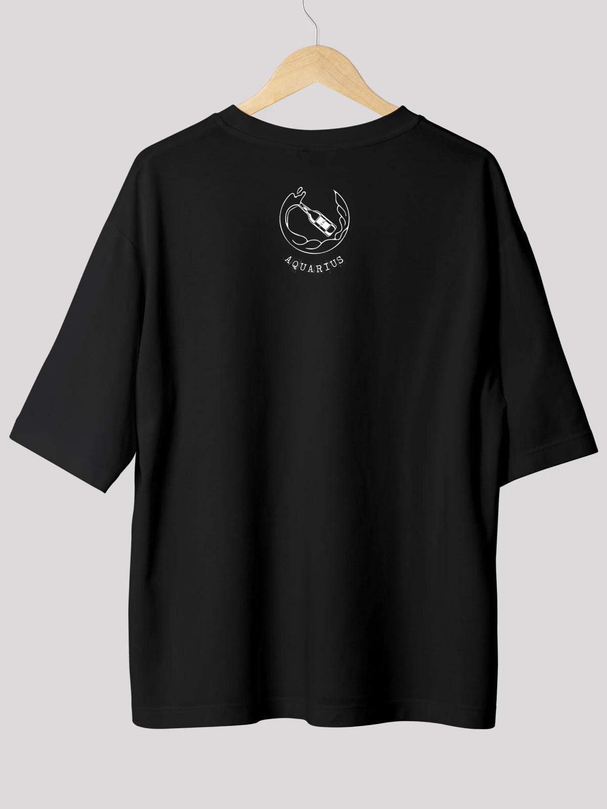 Aquarius Zodiac Unisex Oversize T-Shirt-Black