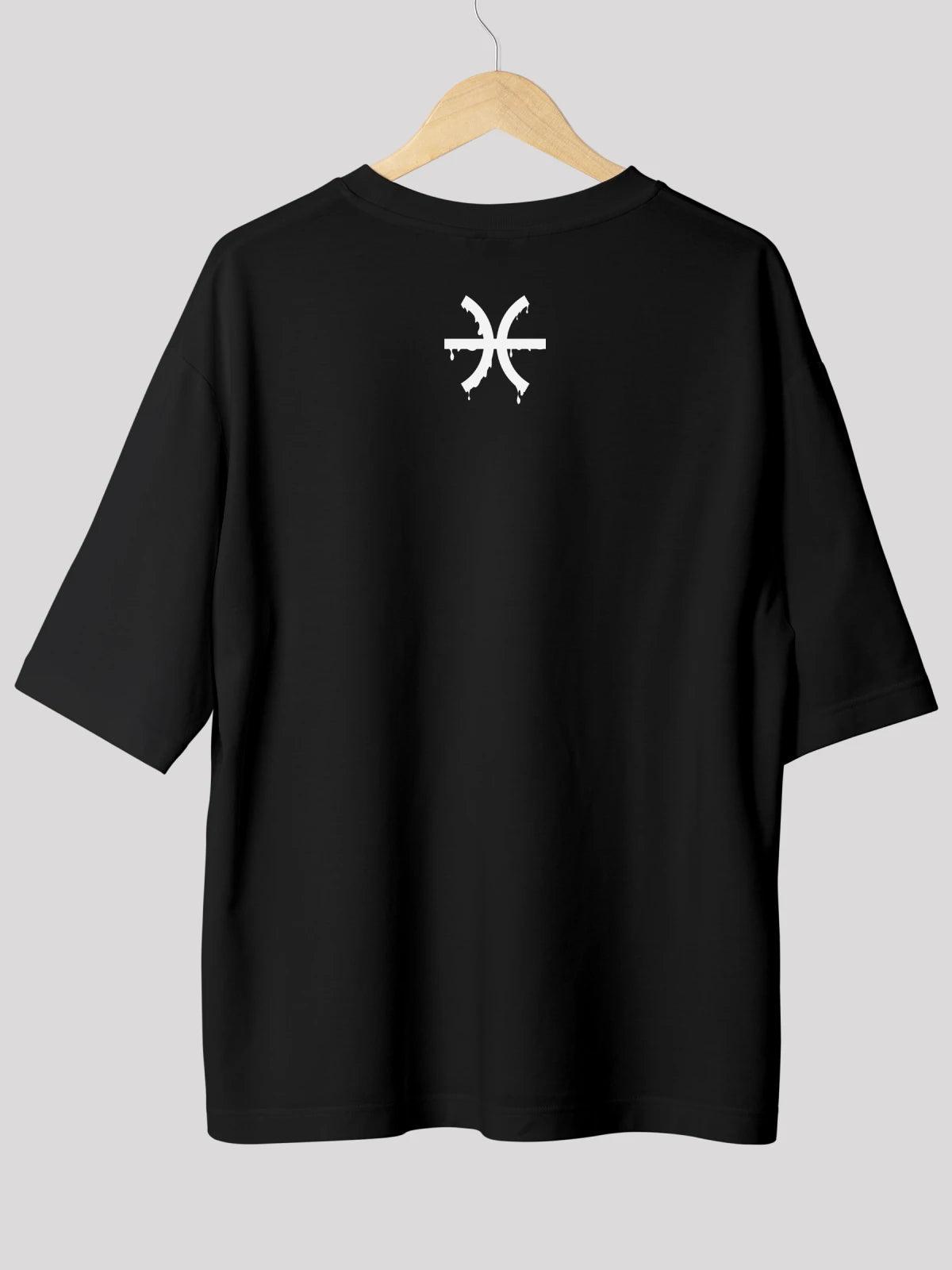 Pisces Zodiac Unisex Oversize T-Shirt-Black