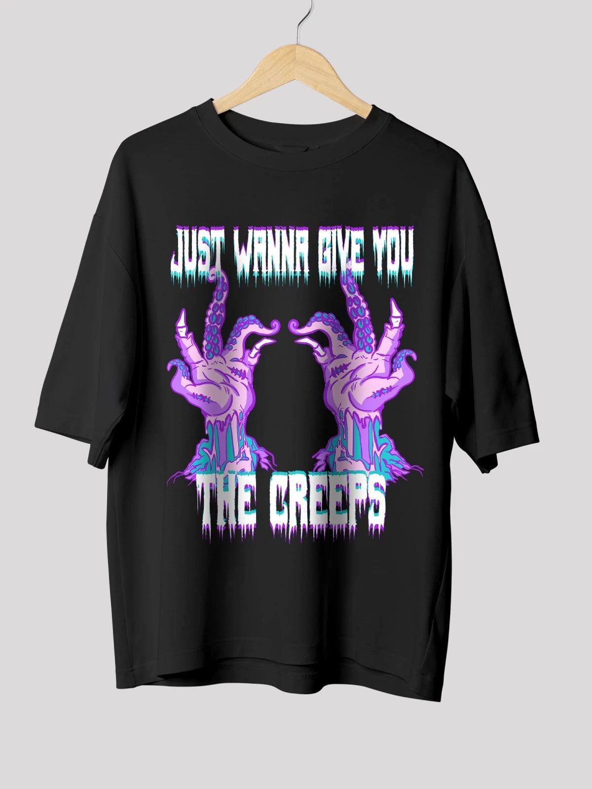 Unisex black Creepy Vibes oversized t-shirt