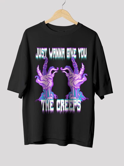 Unisex black Creepy Vibes oversized t-shirt