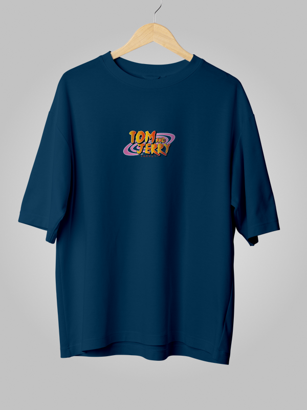 Naruto x Tom & Jerry Crossover Blue Oversized Backprint Graphic Tee