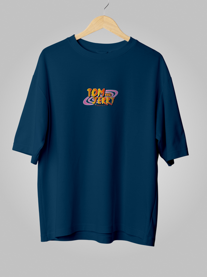 Naruto x Tom & Jerry Crossover Blue Oversized Backprint Graphic Tee