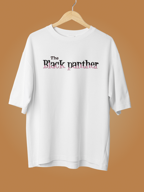 The Black Pink Panther Oversized White Graphic Tee