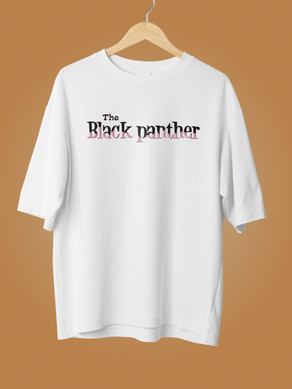 The Black Pink Panther Oversized White Graphic Tee