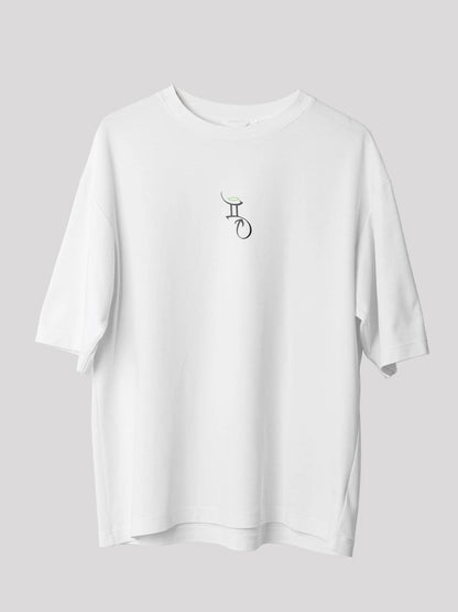 Gemini Zodiac Unisex Oversize T-Shirt-white