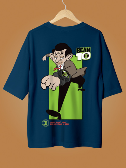Mr. Bean & Ben 10 Ultimate Cartoon Crossover Blue T-shirt