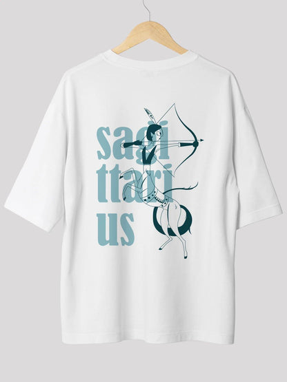 Sagittarius Zodiac Unisex Oversize T-Shirt-White