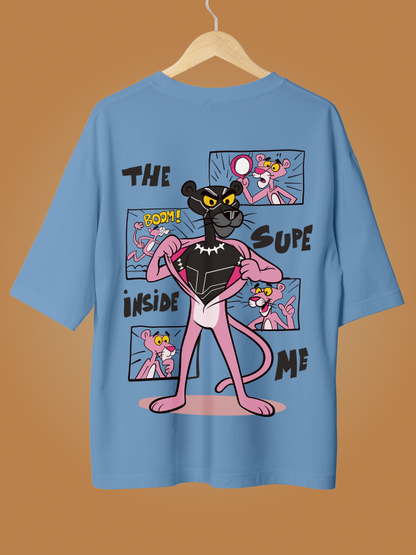 The Black Pink Panther Oversized Blue Graphic Tee