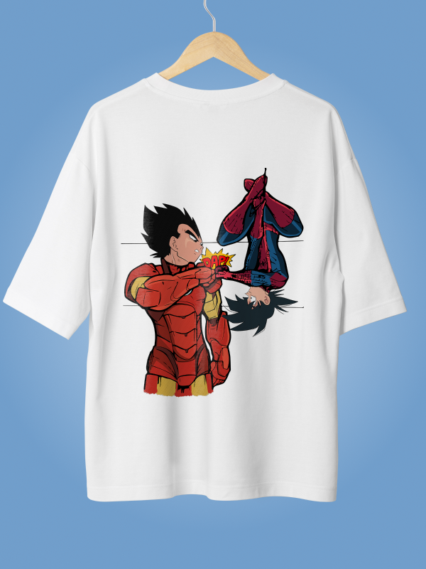 Supreme Dragon ball Z x Spiderman Crossover Oversized White T-shirt