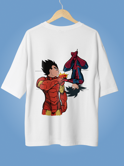 Supreme Dragon ball Z x Spiderman Crossover Oversized White T-shirt