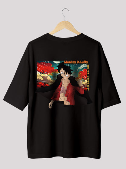 Monkey D Luffy: One Piece Themed Oversized Black Anime T-shirt