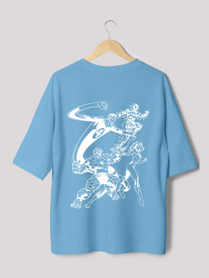 Fantastic Four: Baxter Mode Sky Blue Oversized Graphic Tee