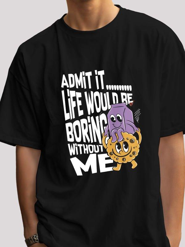 Friendship frenzy black oversized T- shirt with quirky print, Unisex