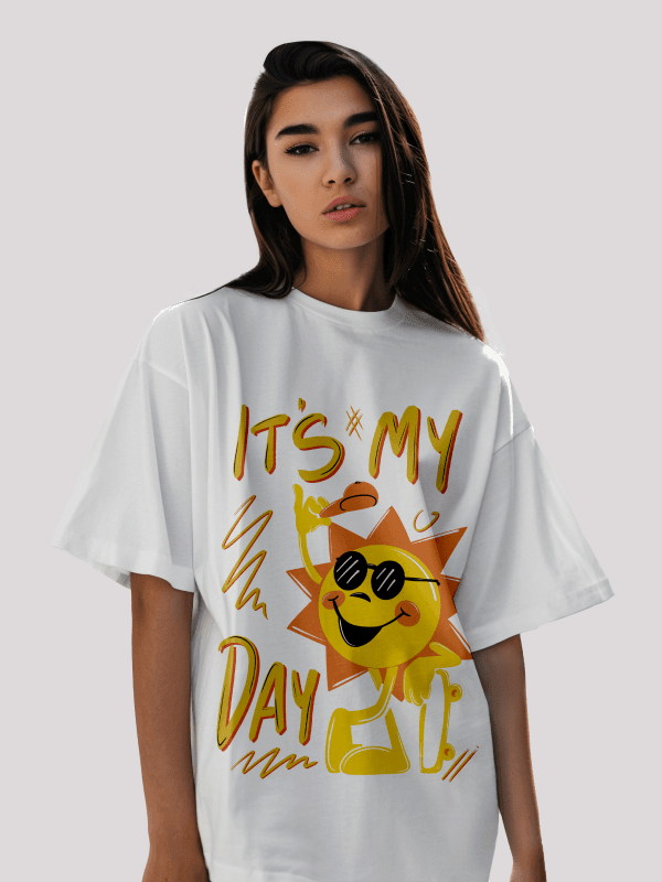 It's my day white oversized t-shirt