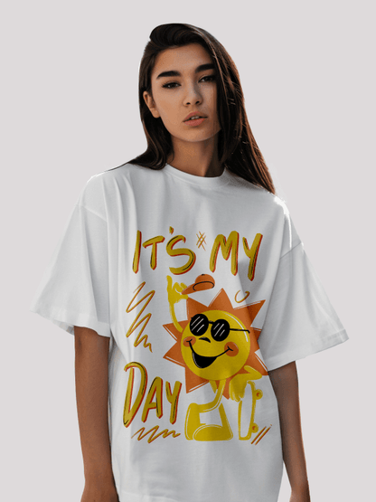 It's my day white oversized t-shirt