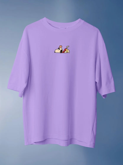 Funtastic Snoopy and Shinchan Crossover Oversized Lavender T-shirt